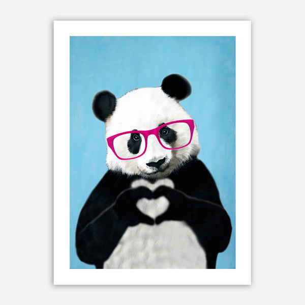 Panda with fingerheart Art Print by Coco de Paris