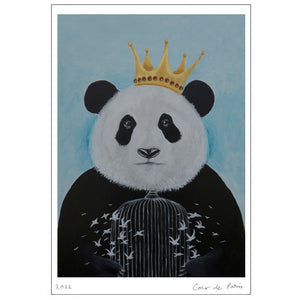 Panda with birds Art Print by Coco de Paris