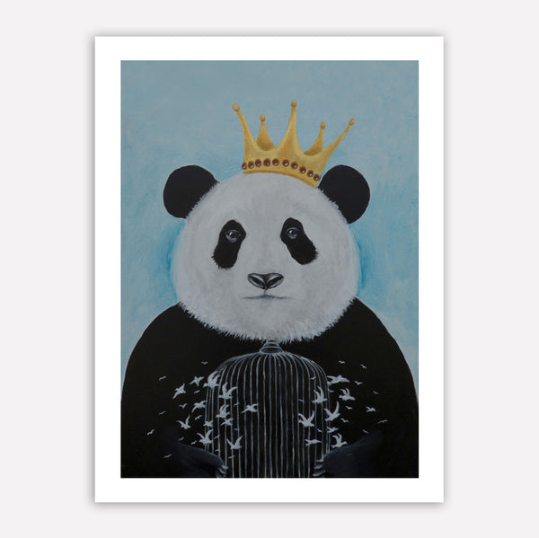Panda with birds Art Print by Coco de Paris