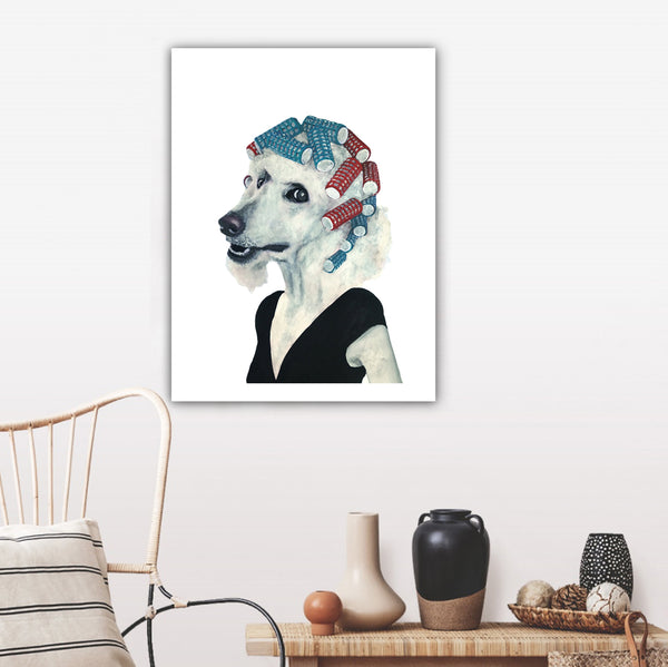 Poodle with haircurles Art Print by Coco de Paris