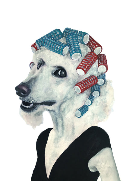 Poodle with haircurles Art Print by Coco de Paris