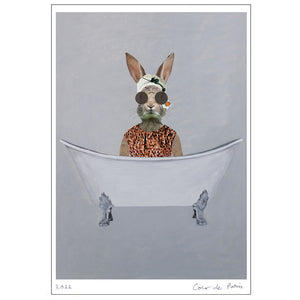 Rabbit in bathtub Art Print by Coco de Paris