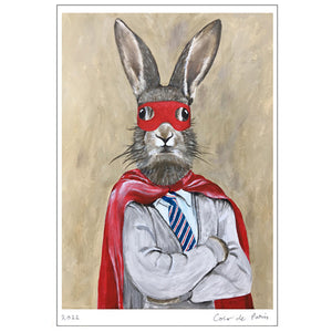 Rabbit Superman Art Print by Coco de Paris
