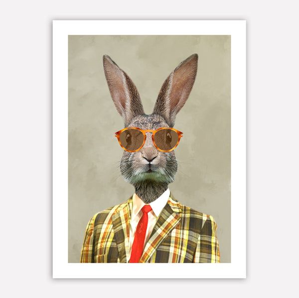 Vintage rabbit with spectacles Art Print by Coco de Paris
