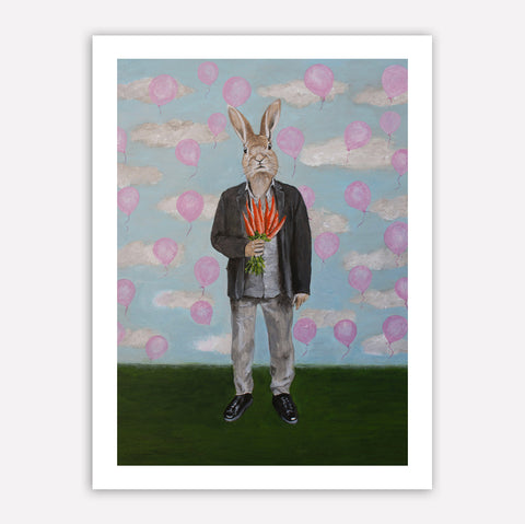 Rabbit with carrots Art Print by Coco de Paris