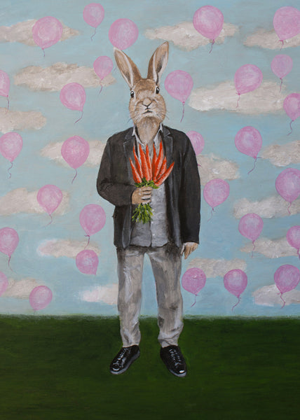 Rabbit with carrots Art Print by Coco de Paris