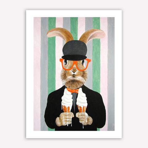 Rabbit with icecream Art Print by Coco de Paris