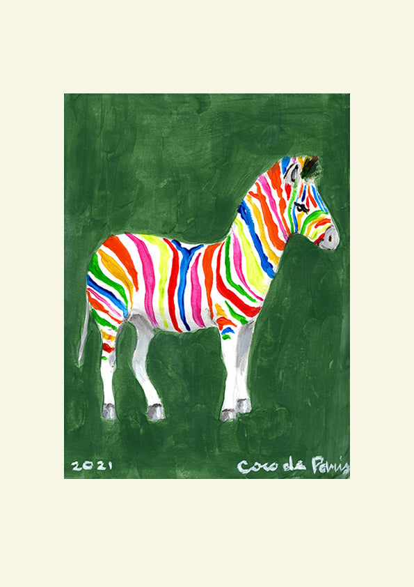 Rainbow zebra original painting by Coco de Paris