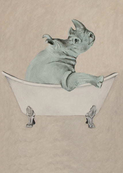 Rhinoceros in bathtub Art Print by Coco de Paris