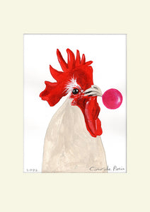 Rooster with bubblegum original painting by Coco de Paris