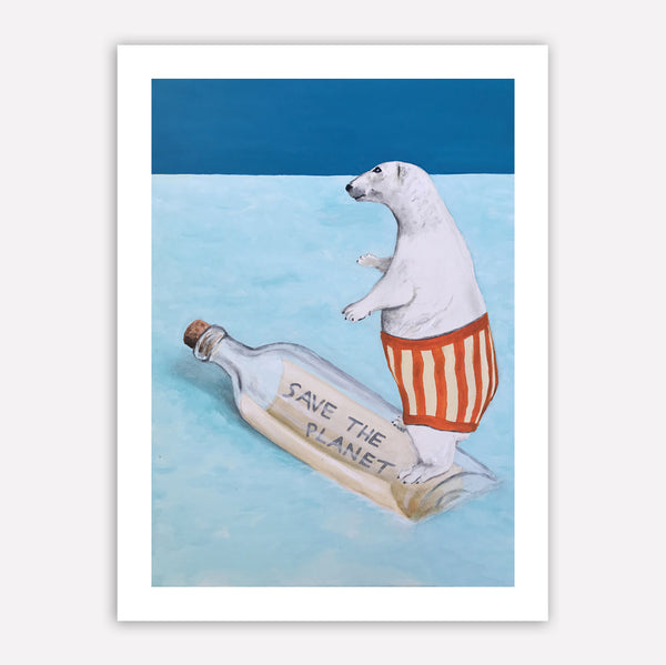 Polar bear on bottle Art Print by Coco de Paris