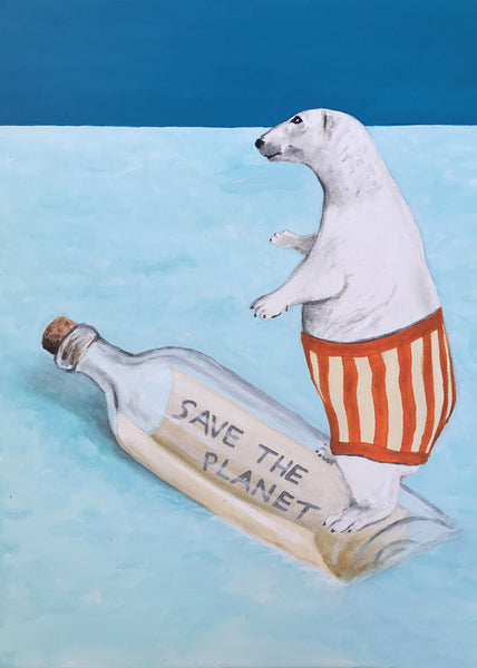 Polar bear on bottle Art Print by Coco de Paris