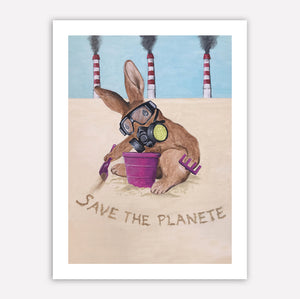 Save the planet rabbit Art Print by Coco de Paris
