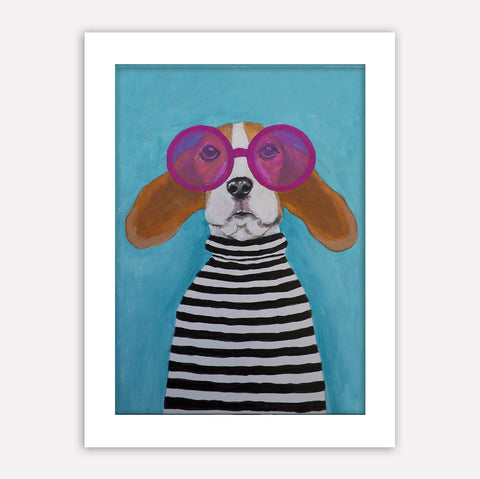 Stripy Beagle Art Print by Coco de Paris