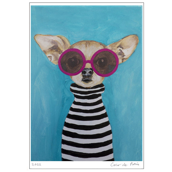 Stripy Chihuahua Art Print by Coco de Paris