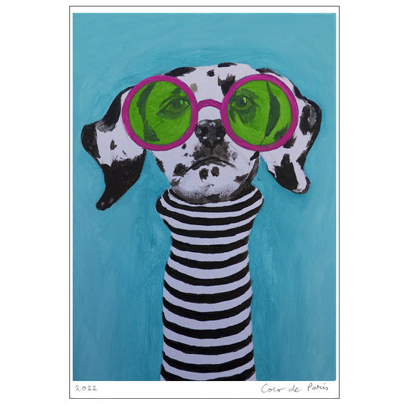Stripy Dalmatian Art Print by Coco de Paris