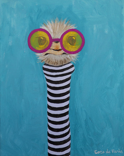 Stripy Ostrich original canvas painting