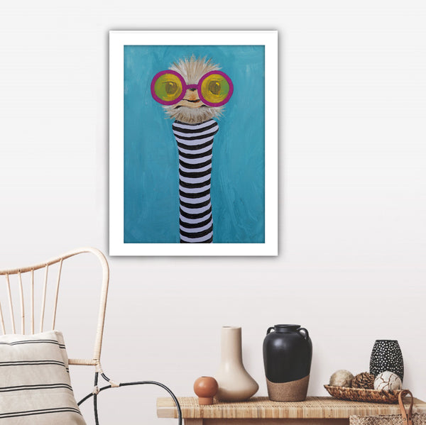 Stripy Ostrich Art Print by Coco de Paris
