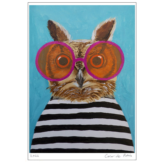 Stripy Owl Art Print by Coco de Paris