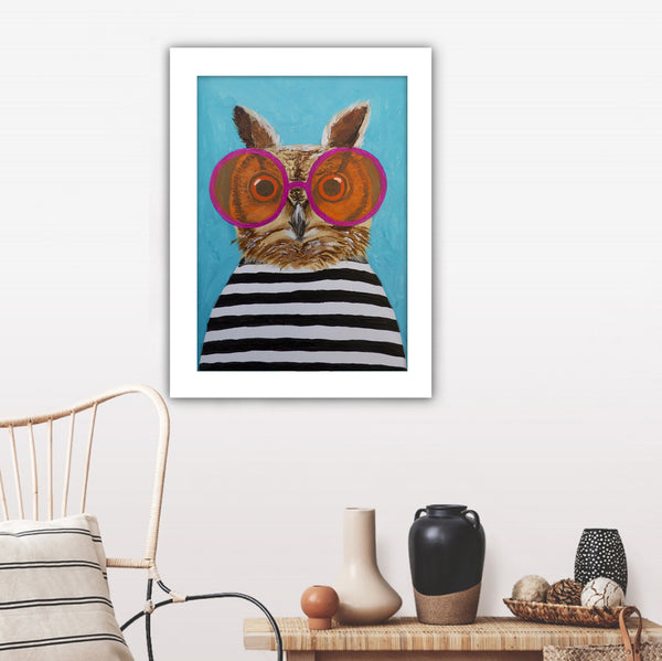 Stripy Owl Art Print by Coco de Paris