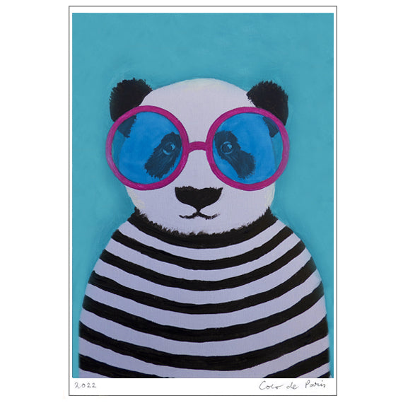 Stripy Panda Art Print by Coco de Paris