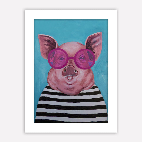 Stripy Pig Art Print by Coco de Paris