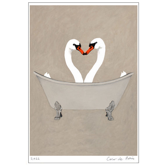 Swans in bathtub Art Print by Coco de Paris