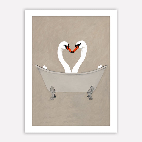 Swans in bathtub Art Print by Coco de Paris