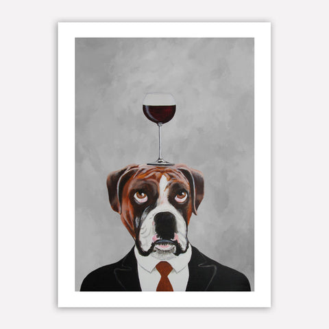 Boxer with wineglass Art Print by Coco de Paris