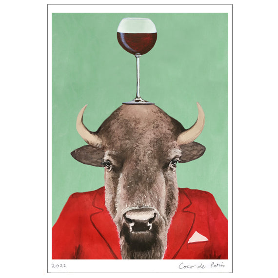 Buffalo with wineglass Art Print by Coco de Paris