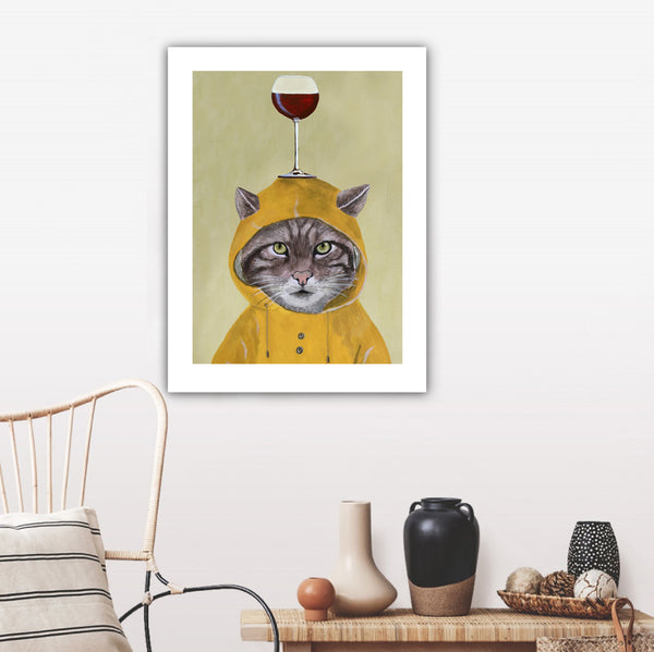Cat with wineglass Art Print by Coco de Paris