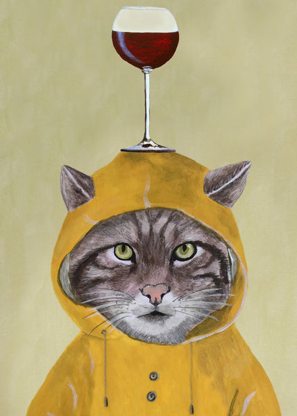 Cat with wineglass Art Print by Coco de Paris