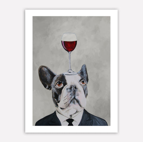 french Bulldog with wineglass Art Print by Coco de Paris