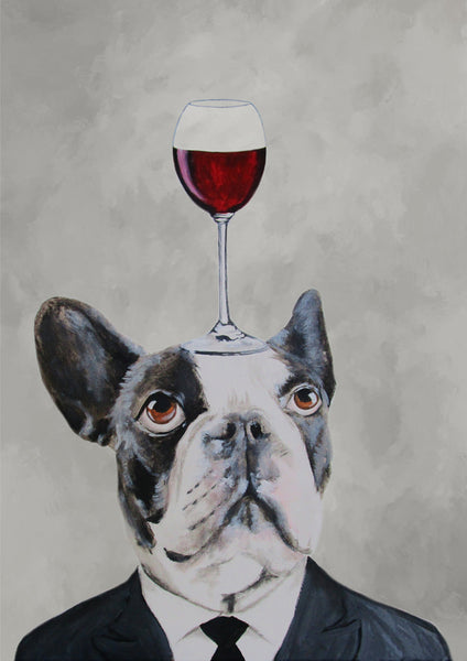 french Bulldog with wineglass Art Print by Coco de Paris