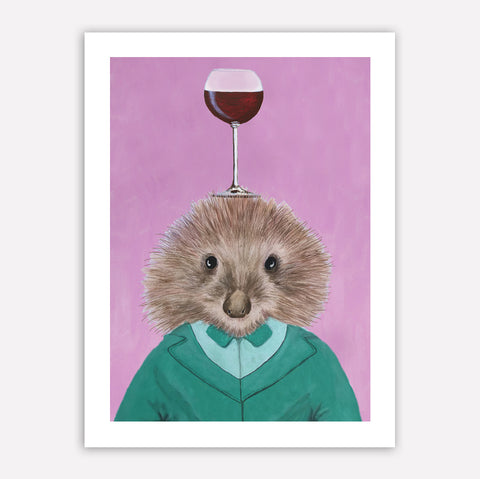 Porcupine with wineglass Art Print by Coco de Paris