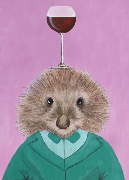 Porcupine with wineglass Art Print by Coco de Paris