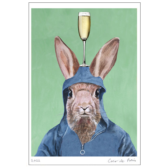 Rabbit with wineglass Art Print by Coco de Paris