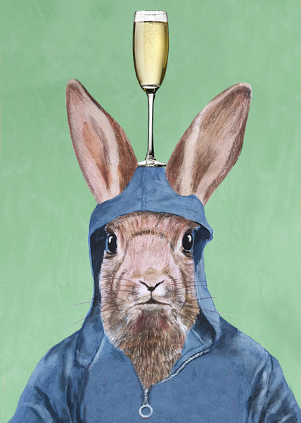 Rabbit with wineglass Art Print by Coco de Paris