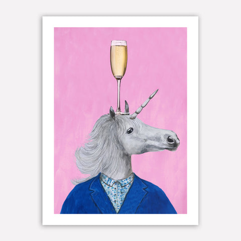 Unicorn with wineglass Art Print by Coco de Paris