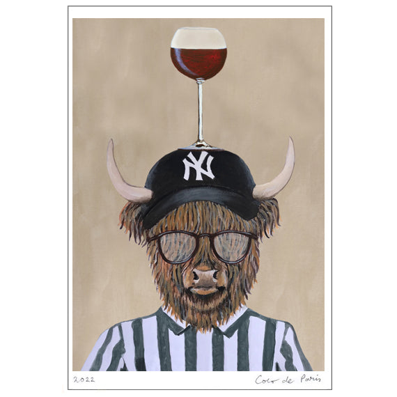 Yak with wineglass Art Print by Coco de Paris