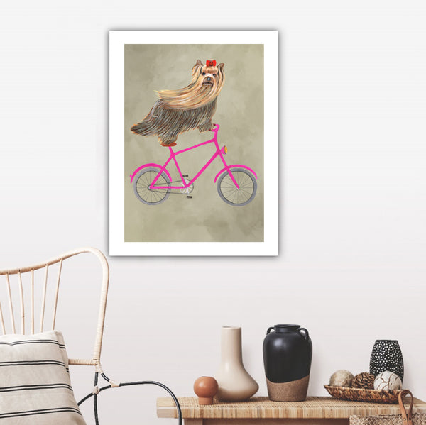 Yorkshire on bicycle Art Print by Coco de Paris