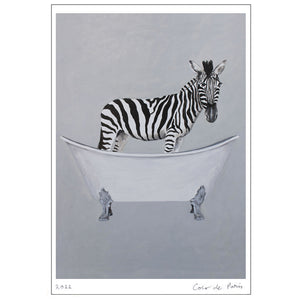 Zebra in bathtub Art Print by Coco de Paris