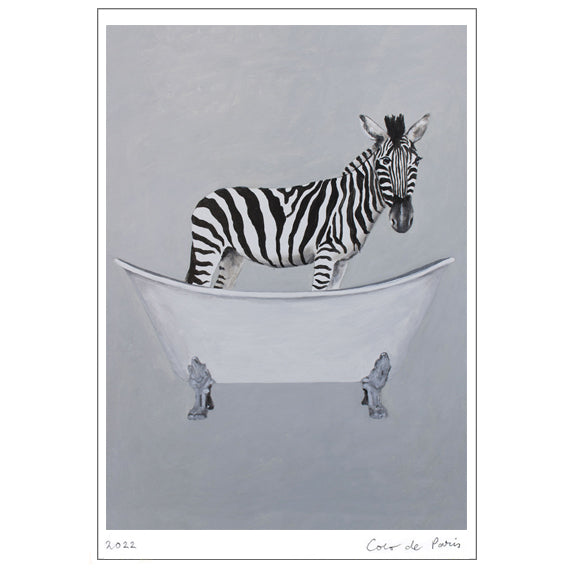 Zebra in bathtub Art Print by Coco de Paris