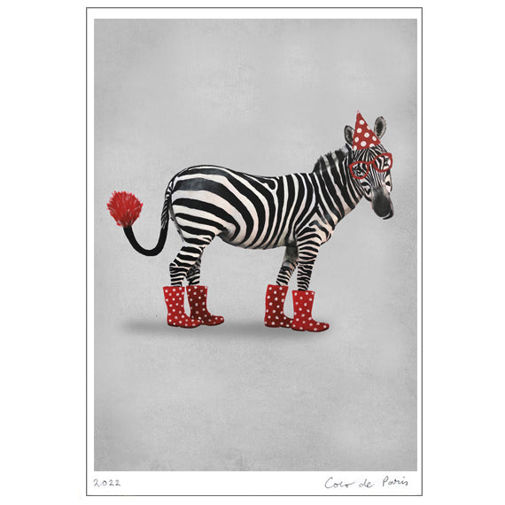 Party Zebra Art Print by Coco de Paris