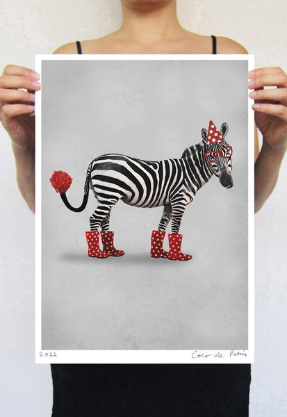 Party Zebra Art Print by Coco de Paris
