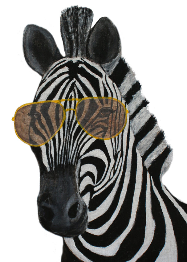 Zebra with Rayban sunglasses Art Print by Coco de Paris