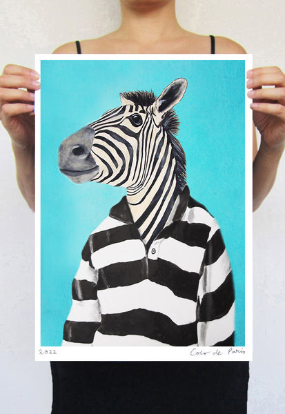 Stripy Zebra Marc Jacobs Art Print by Coco de Paris