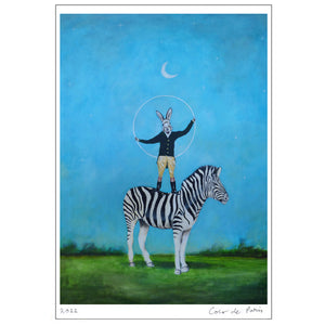 Zebra with rabbit Art Print by Coco de Paris