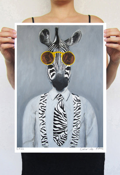 Zebra with sunglasses Art Print by Coco de Paris