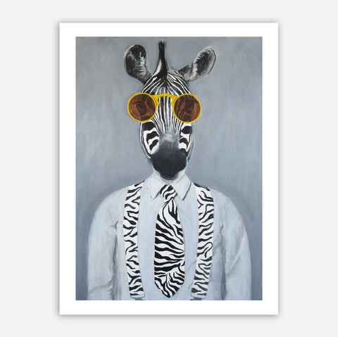 Zebra with sunglasses Art Print by Coco de Paris